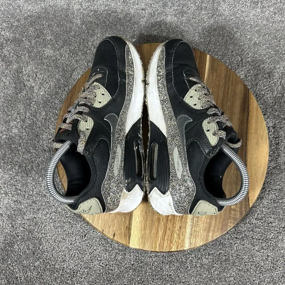 Nike Air Max 90 SE GS Grind CQ9909-001 Kid's Size 5Y Black Particle Shoes Used